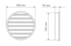Решетка вентиляционная металлическая d125/D128 мм обточенная (серая)
