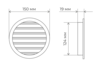 Решетка вентиляционная металлическая d125/D150 мм (серая)